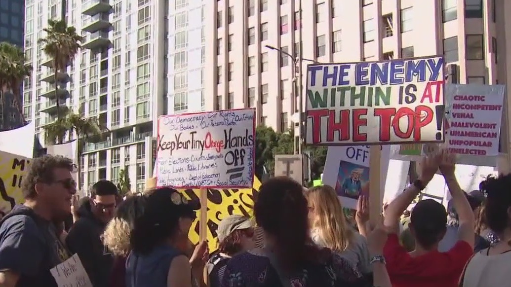 Anti-Trump protest held in downtown LA