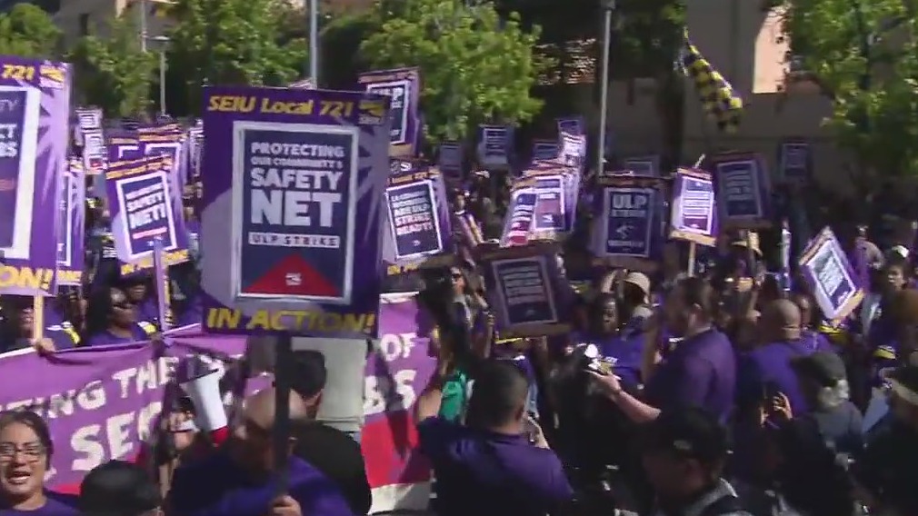 Striking LA County workers rally