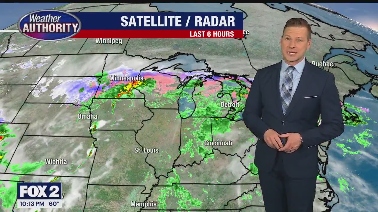 Rain continues overnight with T'storms possible Sunday | FOX 2 Detroit