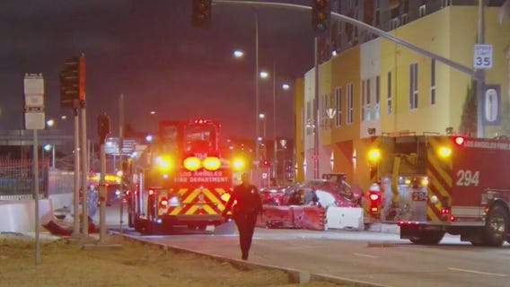 5 hurt after pursuit ends in fiery crash