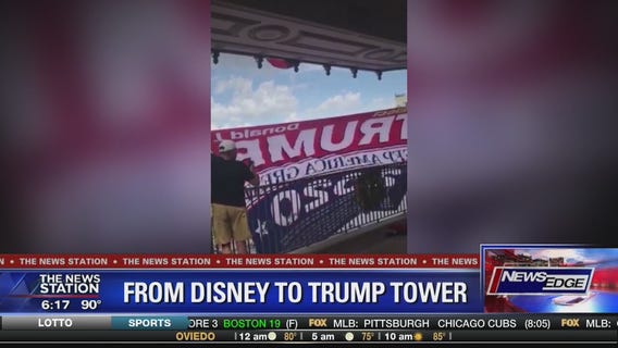 Man hangs 'Re-Elect Trump' banner at Walt Disney World