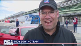 Ryan Ermani takes a ride in the pace car for the Indianapolis 500