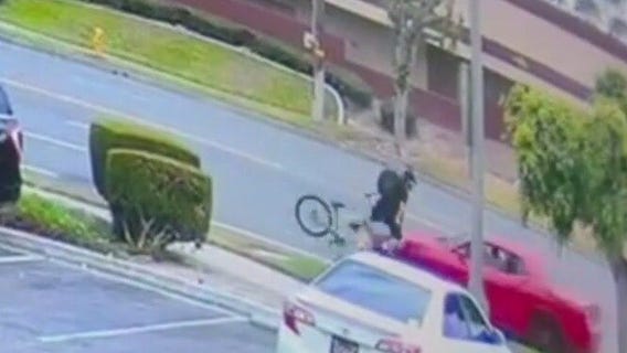 Cyclist sent flying in road rage hit-and-run