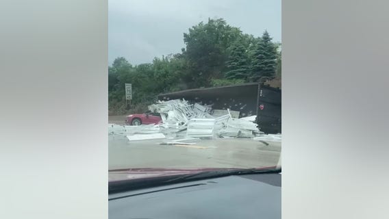 Video of truck crash on I-696