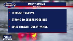 Storms tonight, chance of showers Thursday