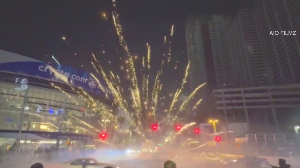 LA street takeover outside Crypto.com Arena