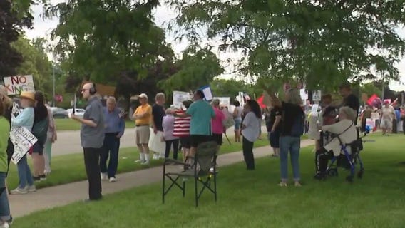 Demonstrators gather for John Lewis Day of Action Protest