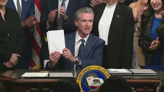 Newsom parodies Trump's executive order signing