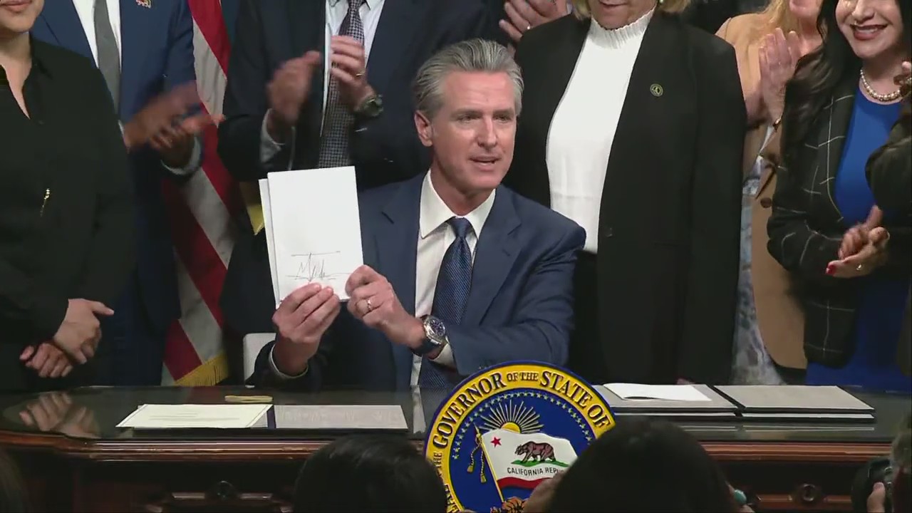 Newsom parodies Trump's executive order signing