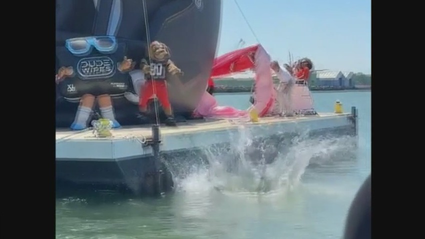 Man falls into Lake Erie during Cleveland Browns Helmet Reveal