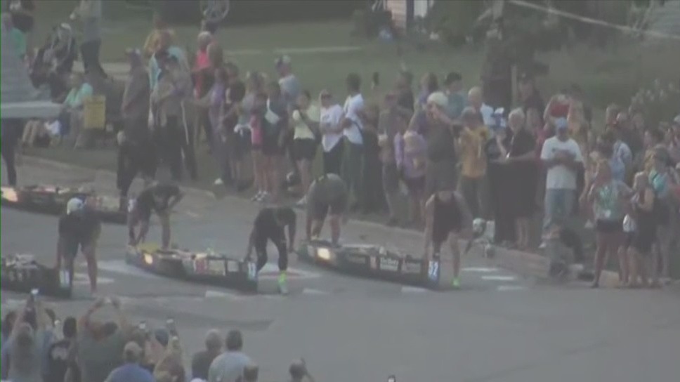 Sprint start to the AuSable River Canoe Marathon