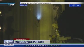 Motorcycle pursuit in downtown LA