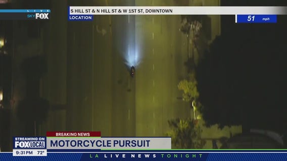Motorcycle pursuit in downtown LA