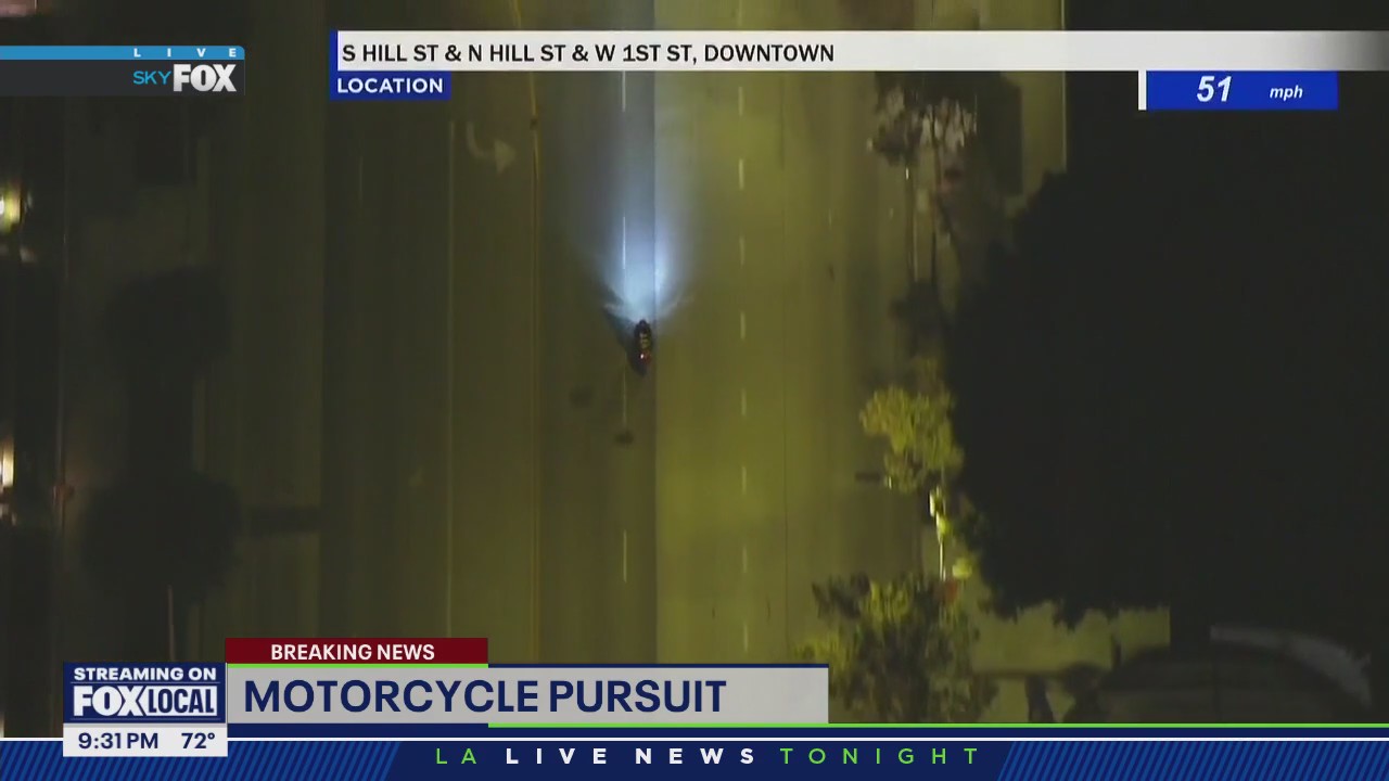 Motorcycle pursuit in downtown LA