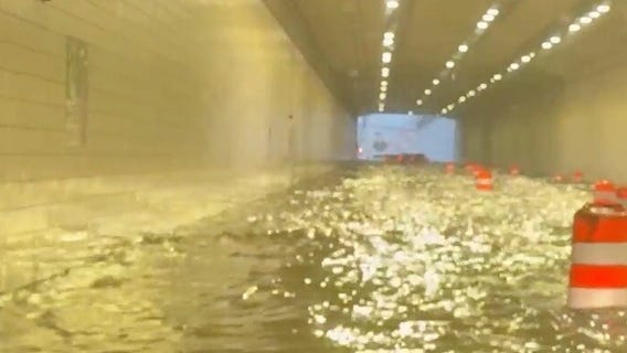 Flooded DTW tunnel after Monday's heavy rain