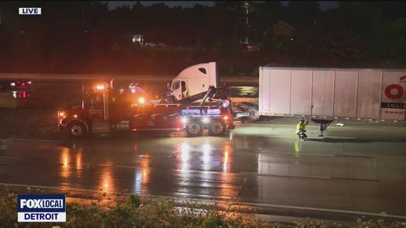 Semi-truck crash causes closure on I-696