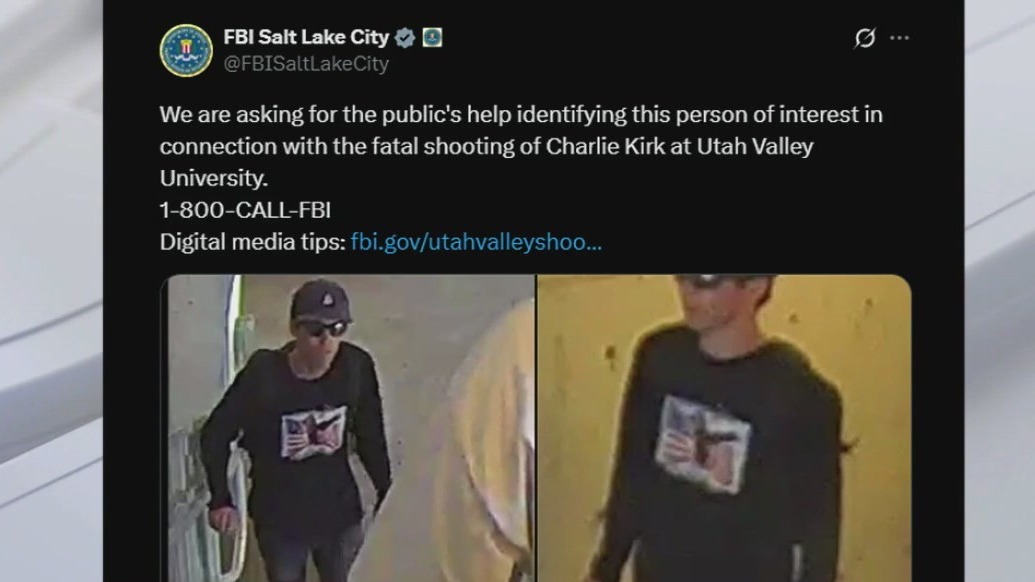 Charlie Kirk shooting: FBI releases images of person of interest