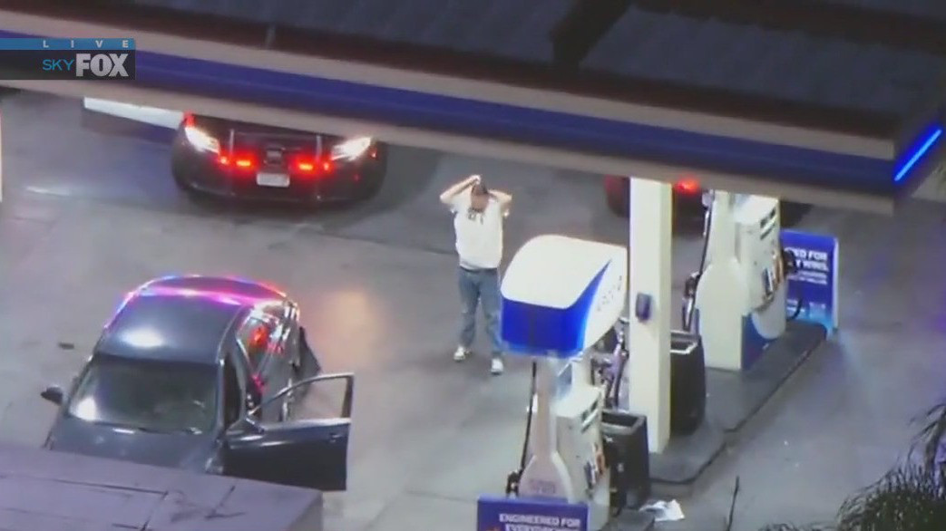 Pursuit suspect in custody at Norwalk gas station | FOX 11 Los Angeles