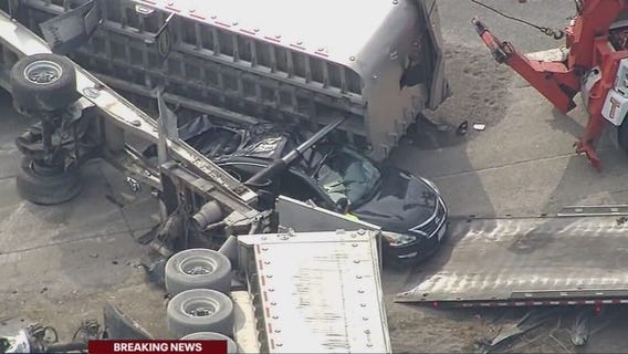 Gravel hauler truck crash closes I-75 at I-94