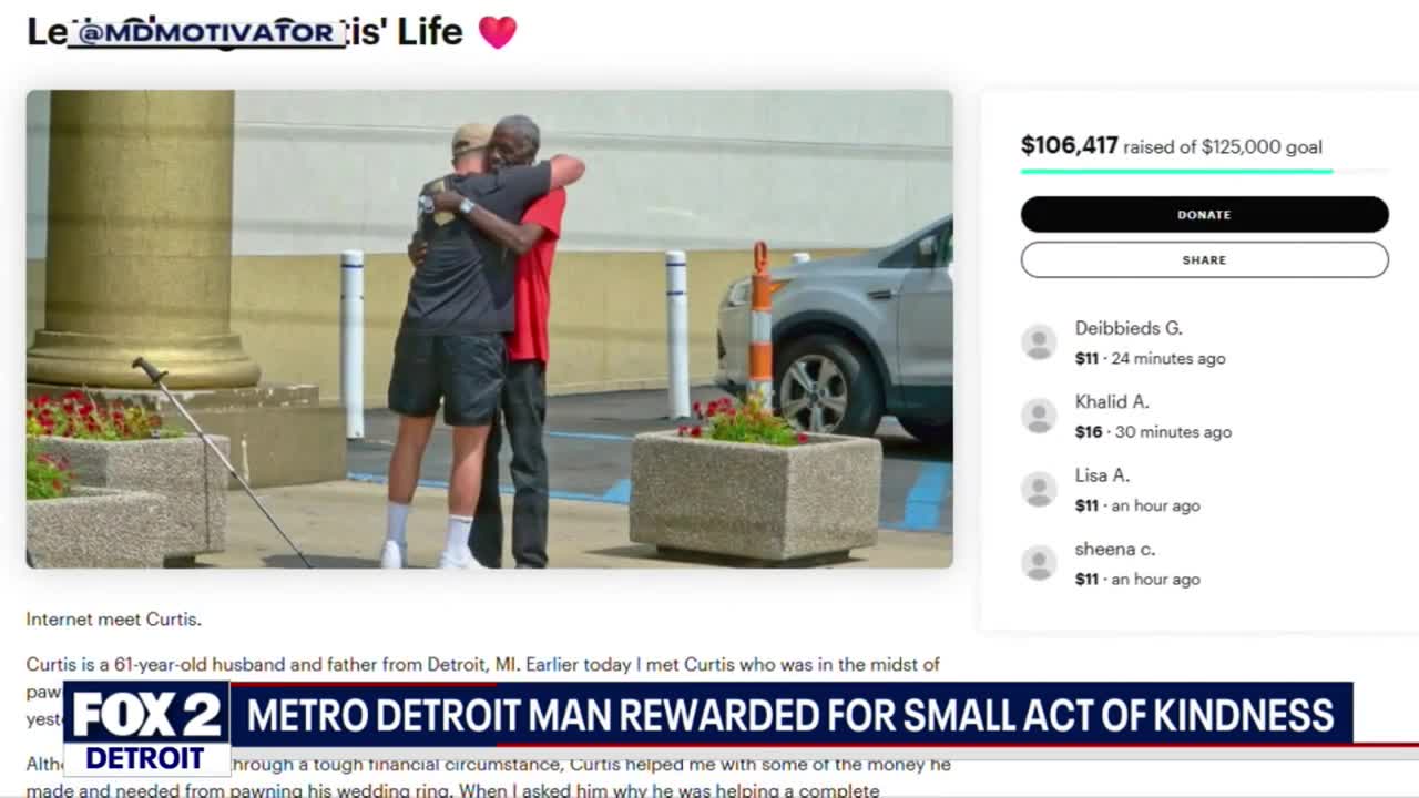 Detroit man's small act of kindness returned in a big way
