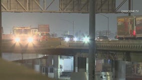 Crash blocks WB 10 Freeway to 110 Freeway in DTLA