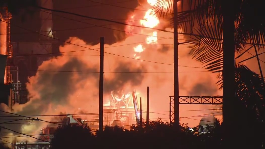 Chevron refinery erupts in flames