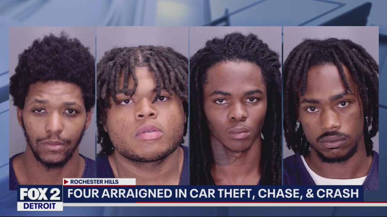 4 arraigned after leading police on car chase