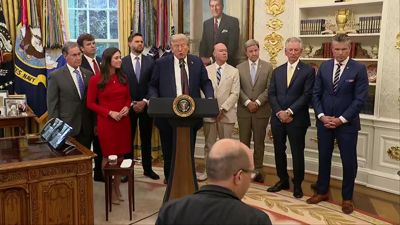 Trump takes media questions after social media rumors