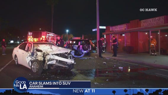 Car slams into parked SUV in Anaheim
