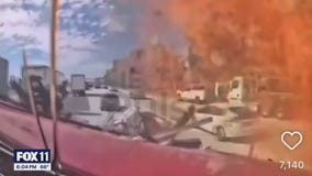 Dash cam shows deadly 10 Freeway crash in Ontario