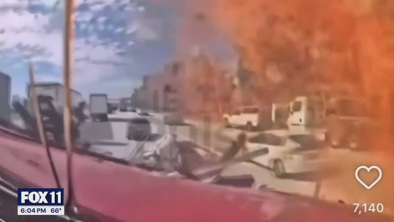 Dash cam shows deadly 10 Freeway crash in Ontario