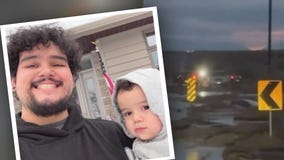 Dad arrested after child swept away by floodwaters