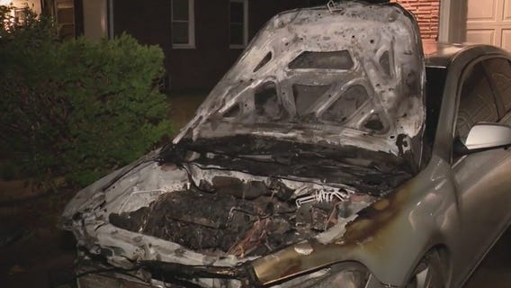 Car firebombed in driveway of Detroit home