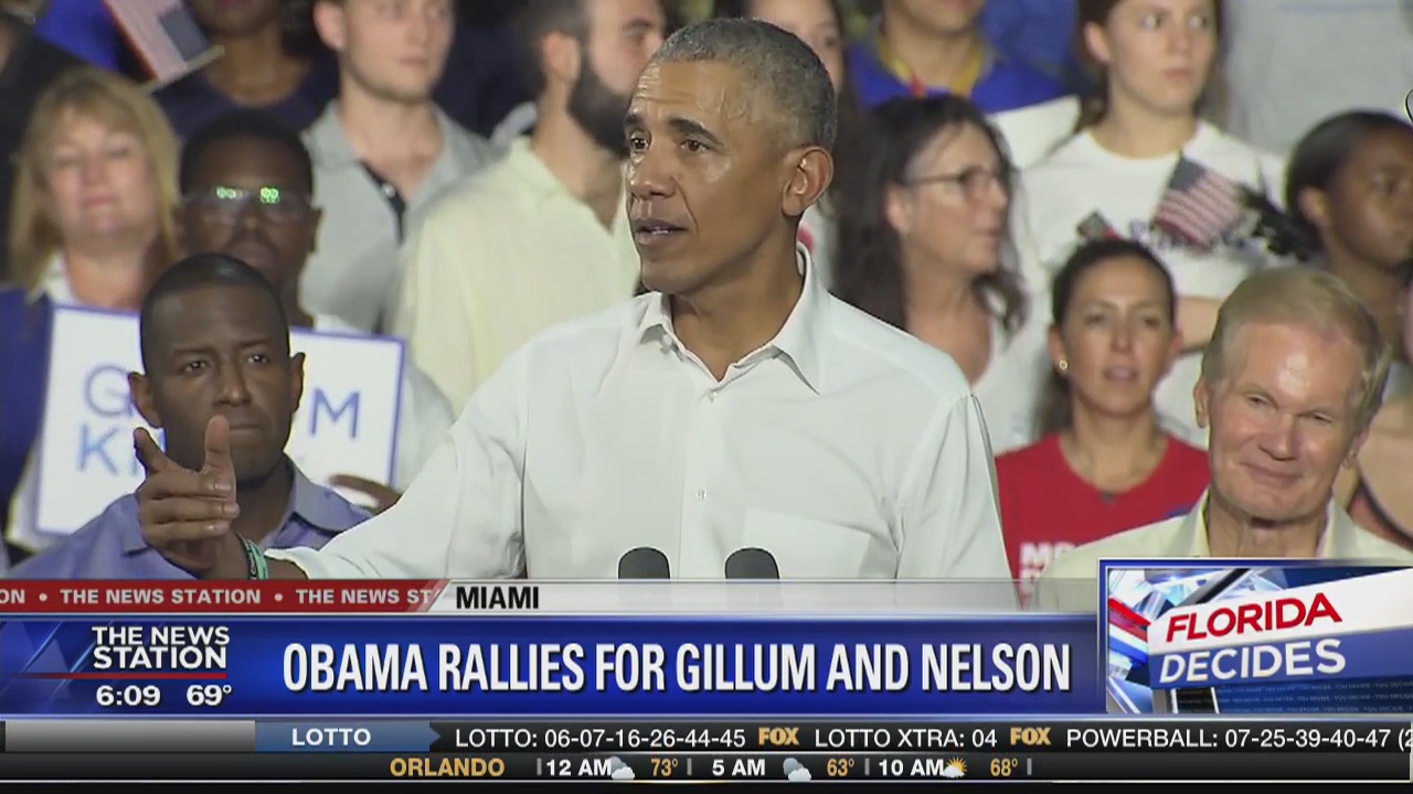 Obama stumps in Miami; Rubio rallies for DeSantis