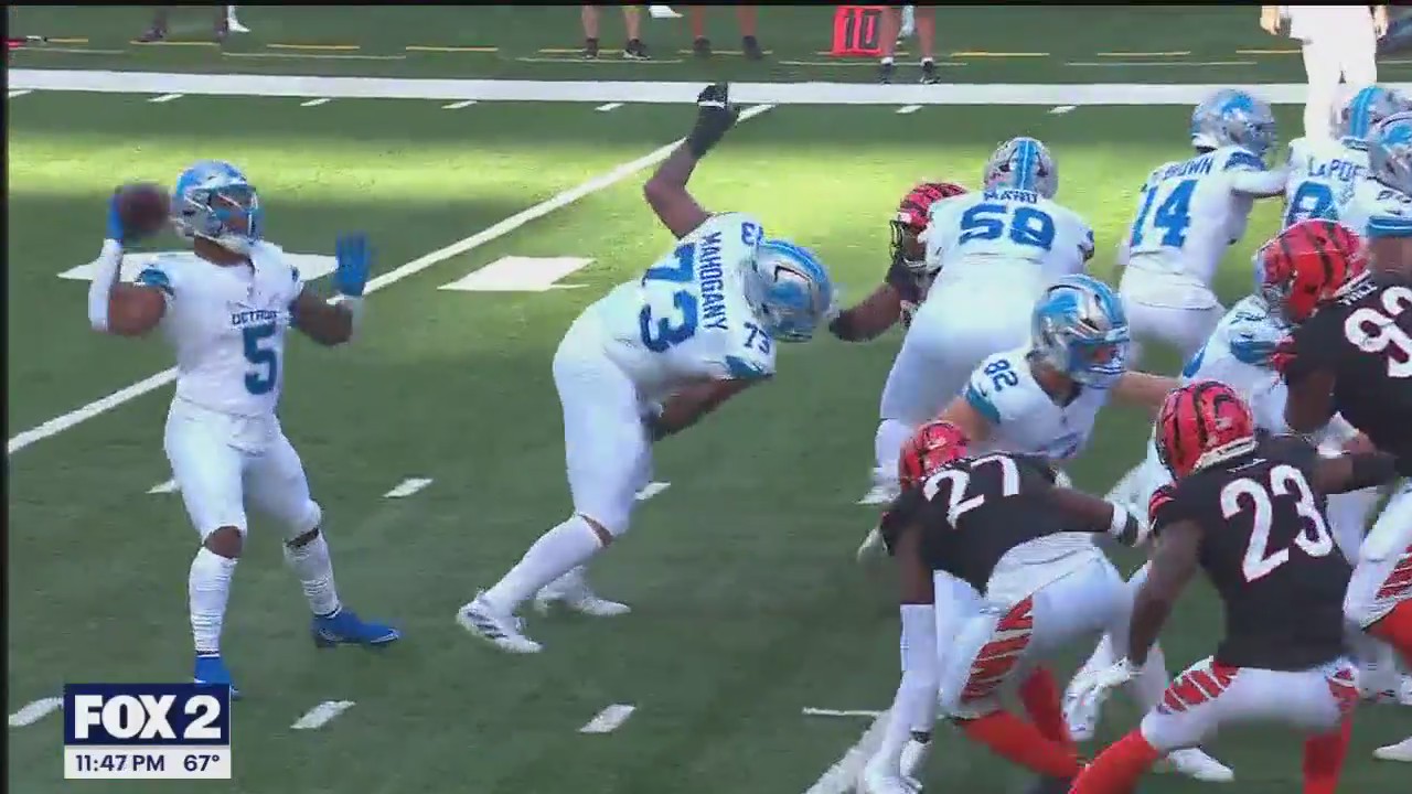 Lions running back David Montgomery talks about throwing touchdown, winning at 'home'