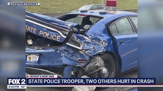 State Police Trooper injured in Sunday morning crash, suspect sought in Detroit shooting, the weather and more