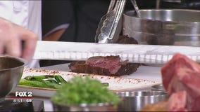 Rib cap steak cooking with Prism