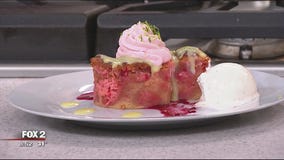Cherry Chip Donut Bread Pudding recipe from Browndog Creamery