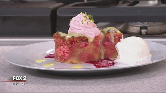Cherry Chip Donut Bread Pudding recipe from Browndog Creamery