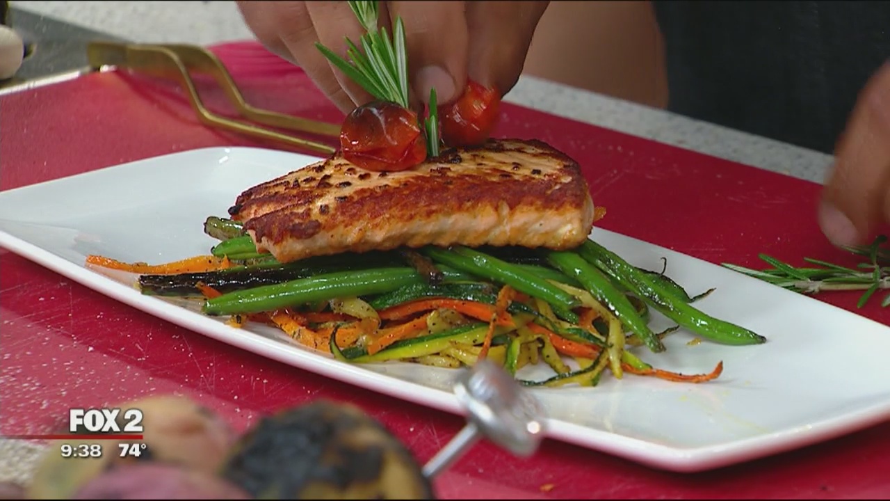 Chef Bobby's summer panseared salmon and green beans