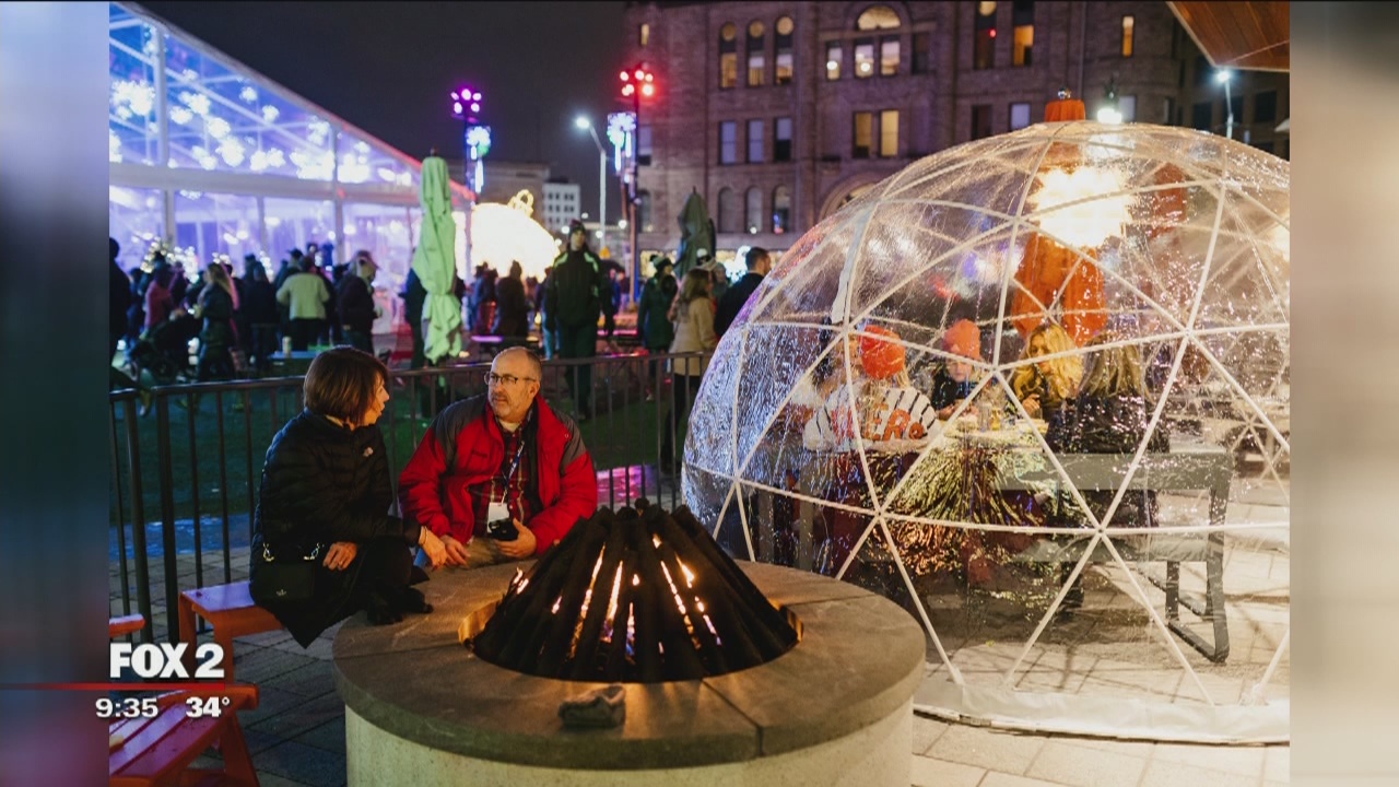 Eat in an igloo at Lumen Detroit