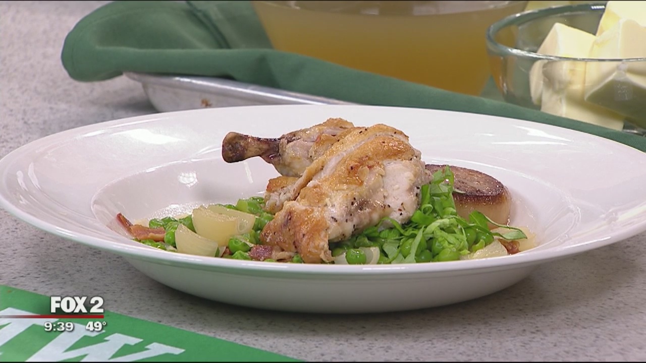 Washtenaw Community College chefs prepare springtime pan-roasted chicken