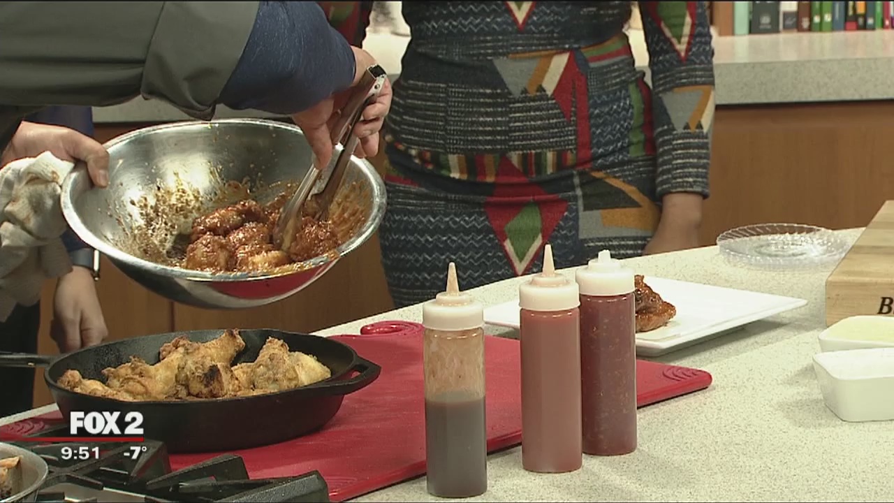Ford Field Super Bowl chicken wings and buffalo sauce