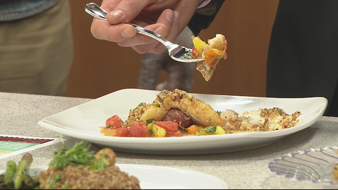 Making pecan crusted seabass with Coop Caribbean Fusion