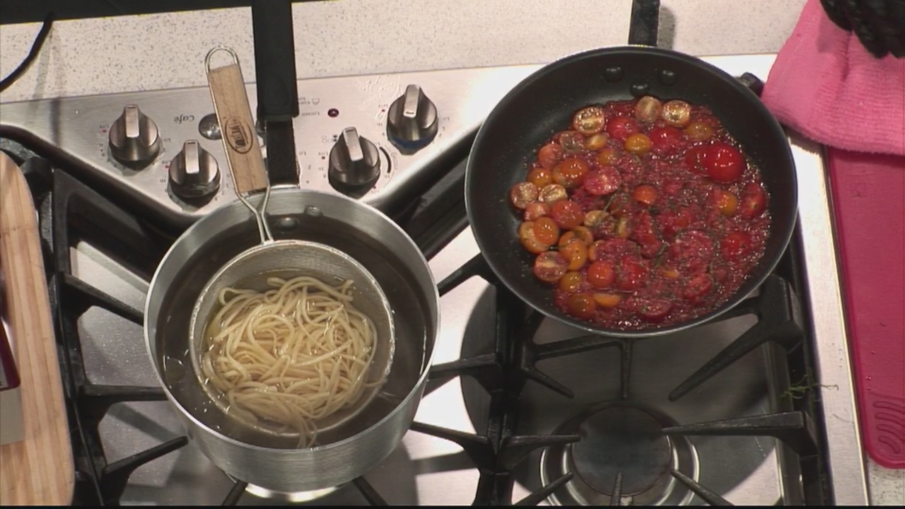Making linguine with Johnny's Italian Steakhouse