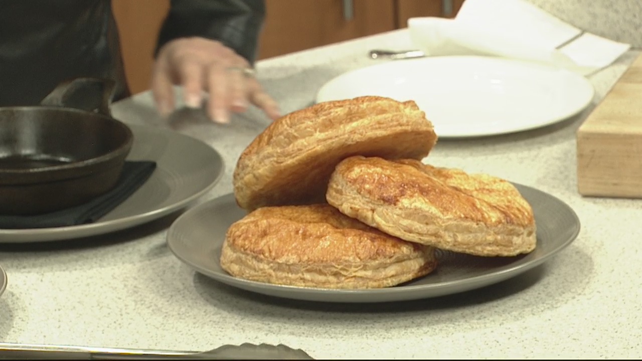Chef Derek Mattison from Wolfgang Puck Steak prepares Wagyu beef short rib pot pie