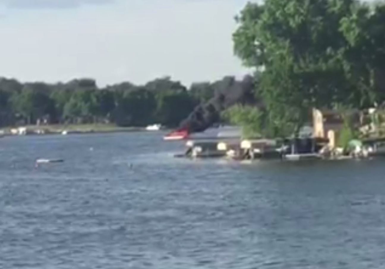 Boat fire on Prior Lake