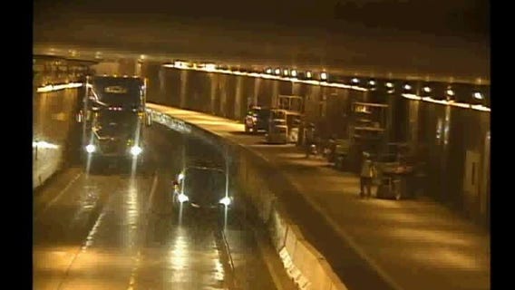 Semi busts Lowry Tunnel lights with workers present