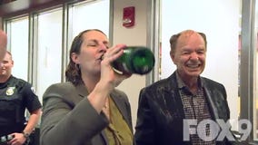WNBA champ Lynx champagne shower