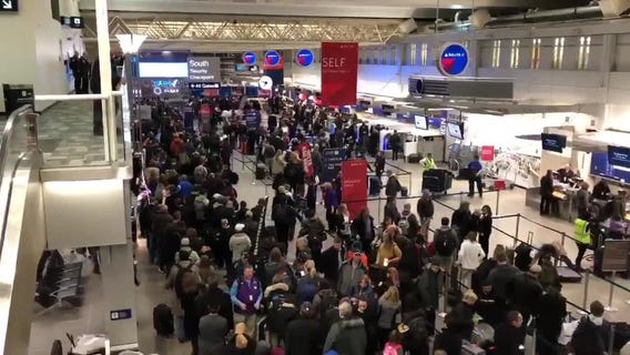 Super Bowl exodus at Minneapolis airport